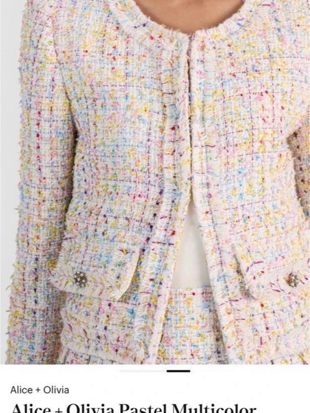 2 peice Alice + Olivia Landon Cropped Boxy Jacket White & Multicolor+skirt - Picture 2 of 2